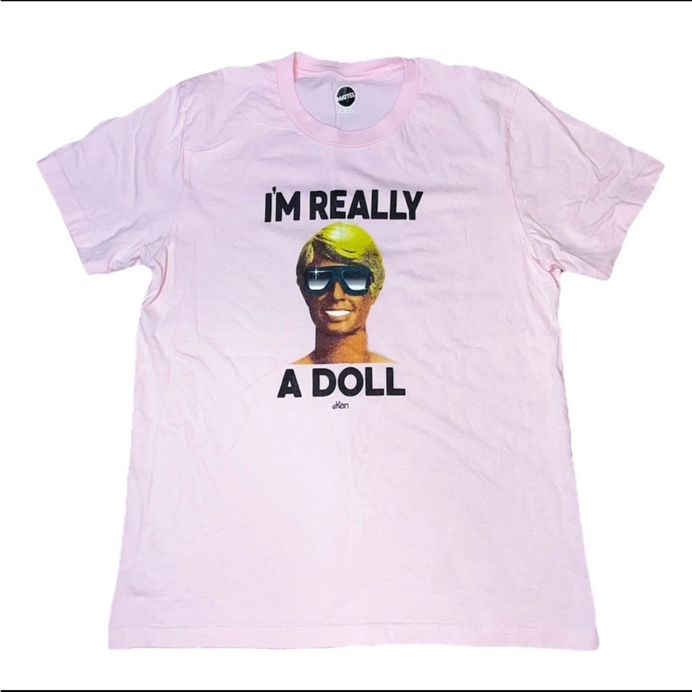 Mattel Barbie Ken Pink Short Sleeve Shirt Really A Doll Men’s Fits Like Medium